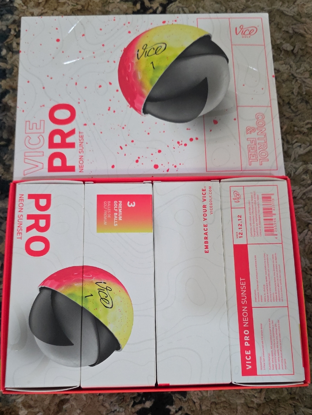 Vice Pro Neon Sunset Golf Balls - Yellow Pink Gradient (Dozen)